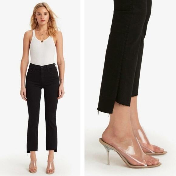 Mother Jeans The Insider Crop Two Step Fray Raw Asymmetrical Hem Not Guilty 25 - Picture 2 of 16